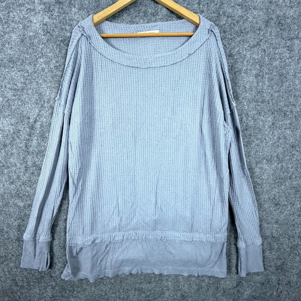Free People We The Free North Shore Thermal Tunic Top Women Medium Gray Grunge